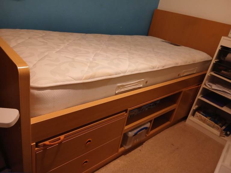 Single Bed with Storage and Mattress – Good Condition