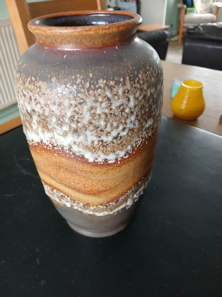 Vintage West German Fat Lava Vase - Brown/Orange Ceramic