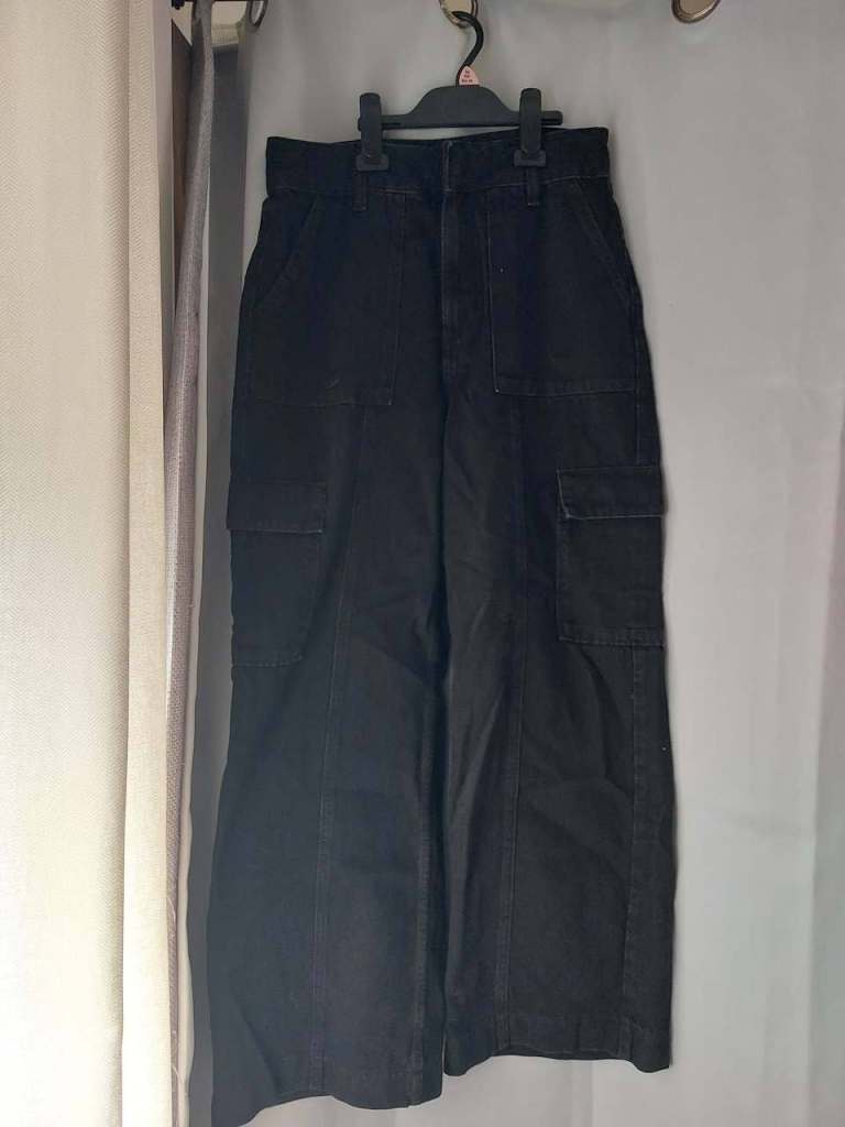 Wide Leg Black Jean Trousers