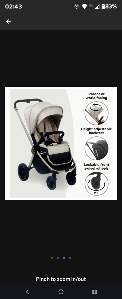 My Babiie MB450 Pushchair - Ivory
