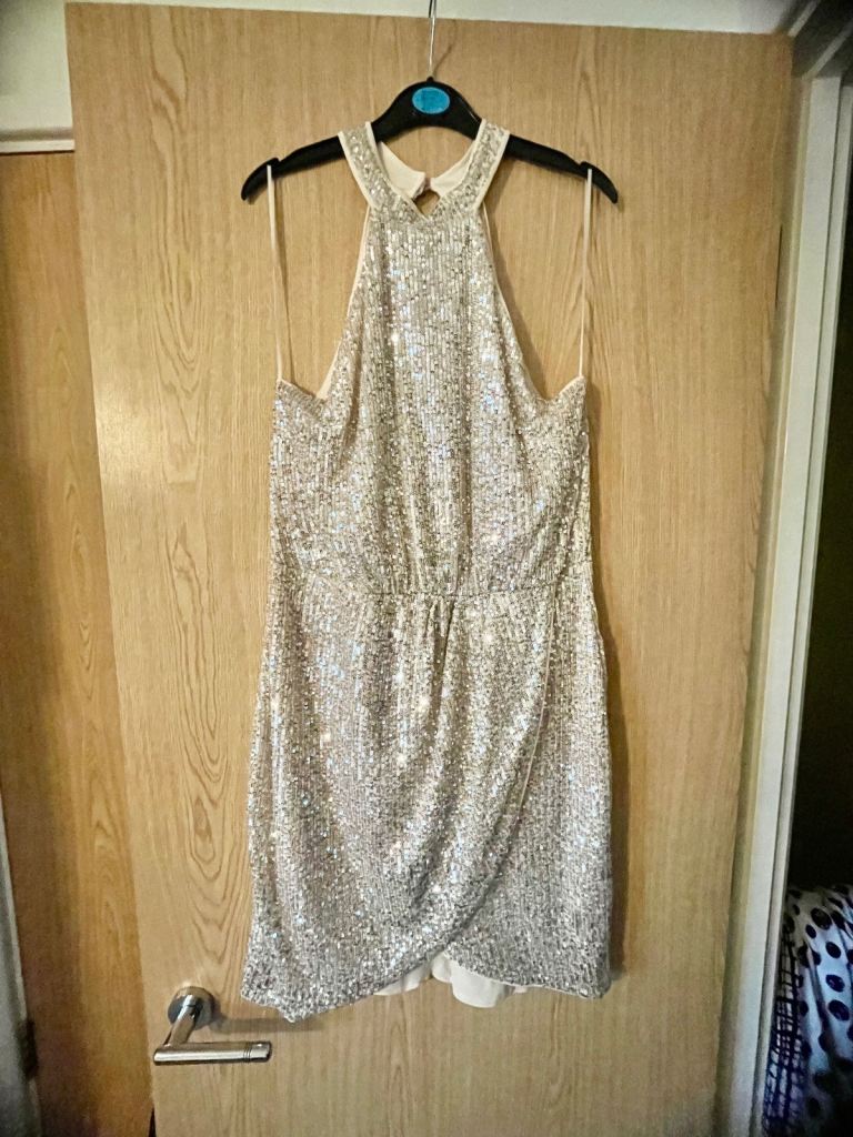 image for Champagne sequin Lipsy dress size 14