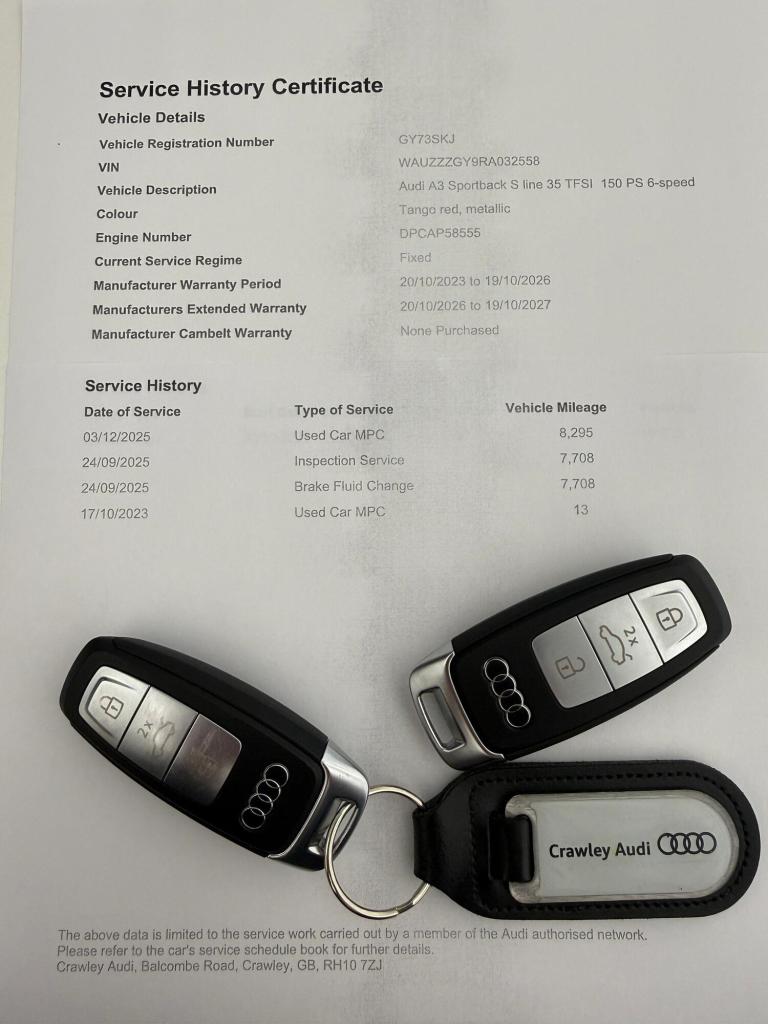  Audi A3 1.5 TFSI 35 S line Sportback 5dr Petrol Manual Euro 6 (s/s) (150 ps) Petrol Manual