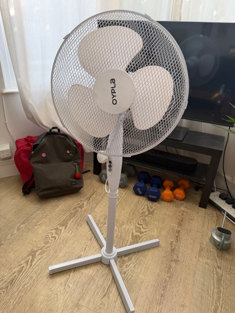 Oypla Pedestal Fan – White, Good Condition