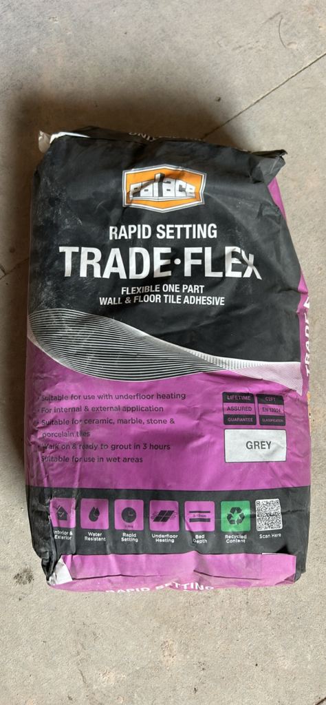 9 bags of trade flex adhesive (grey) 