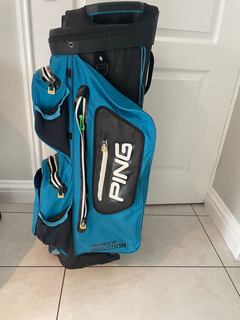 Ping Pioneer monsoon light cart bag with a large ping brolly