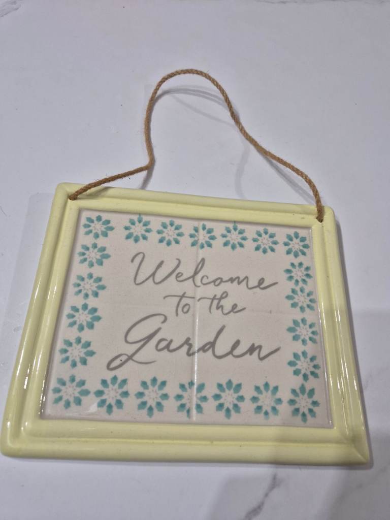 Next Welcome to the Garden Hanging Sign