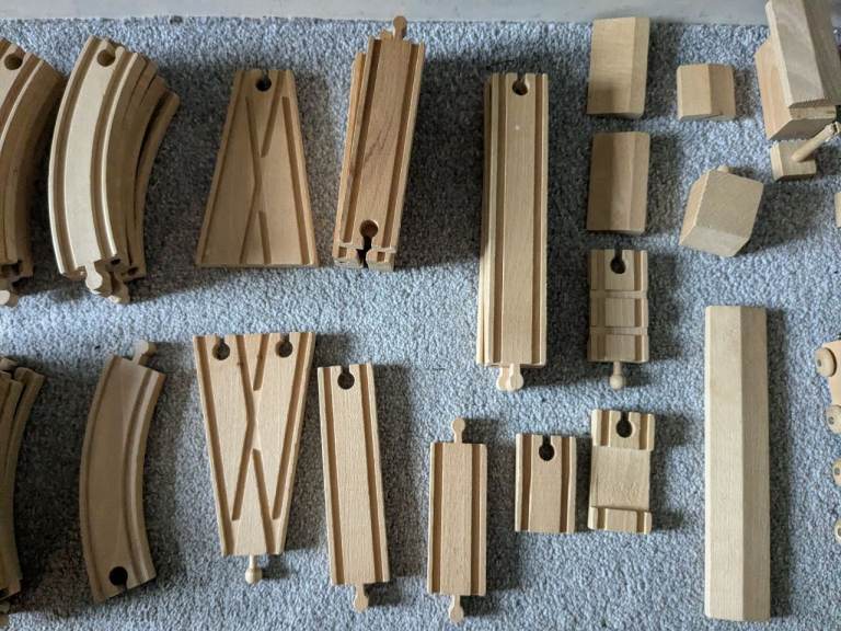 Wooden train set, Brio and Ikea track (56 pieces)