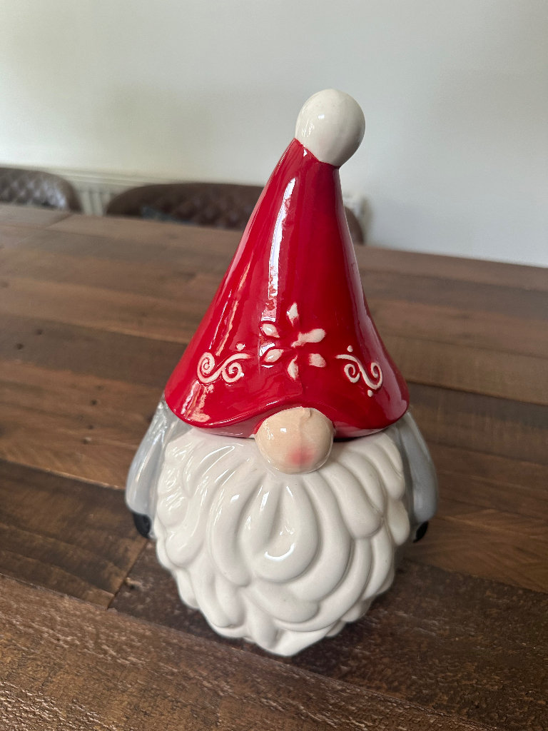 Christmas Gonk Ceramic Cookie Jar Container New