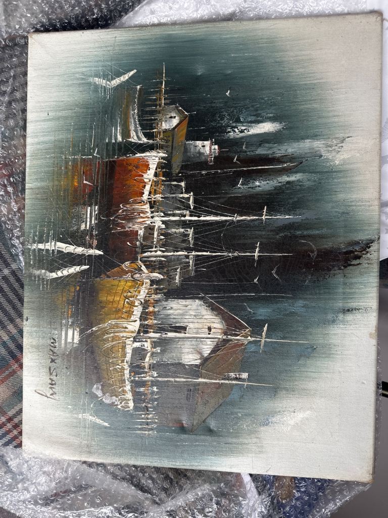 Harbour scene, painting Max Savy