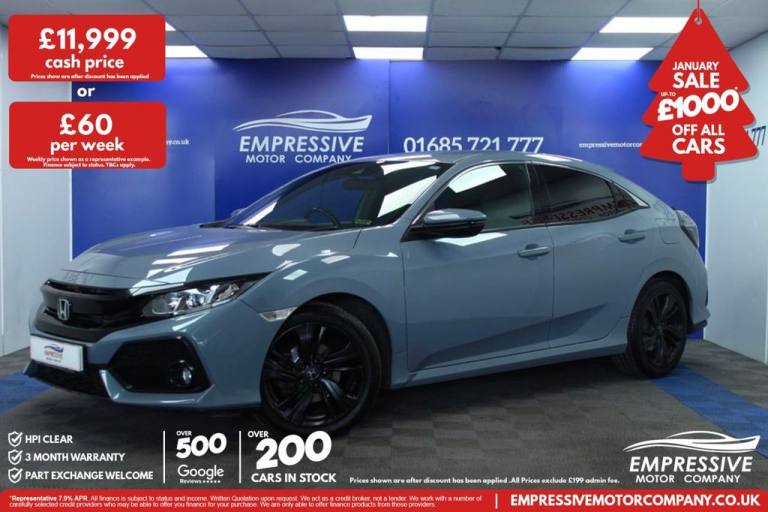 2018 68 HONDA CIVIC 1.0 VTEC TURBO SR HATCHBACK 5DR PETROL MANUAL EURO 6 (S/S) (