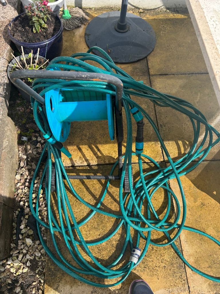 long garden hose and winder £15