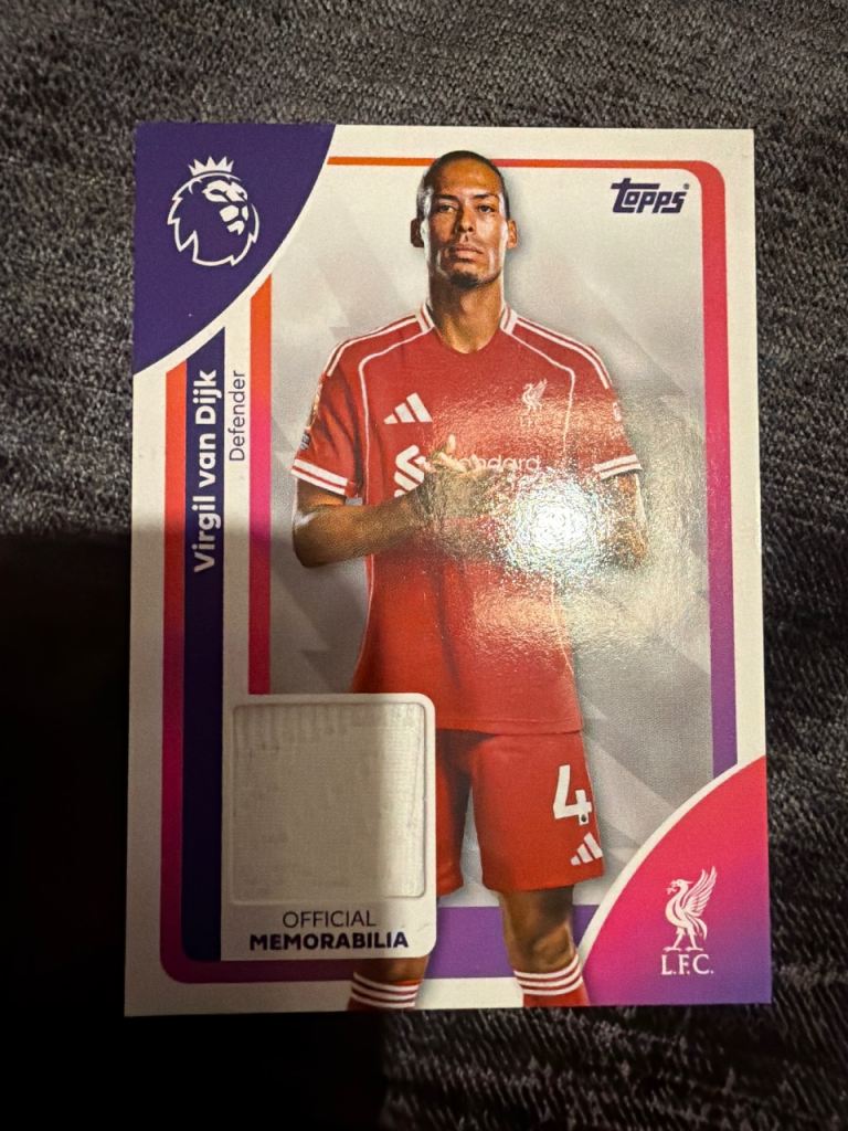 2025–26 Topps Premier League Virgil van Dijk Official Memorabilia Relic Card Liverpool