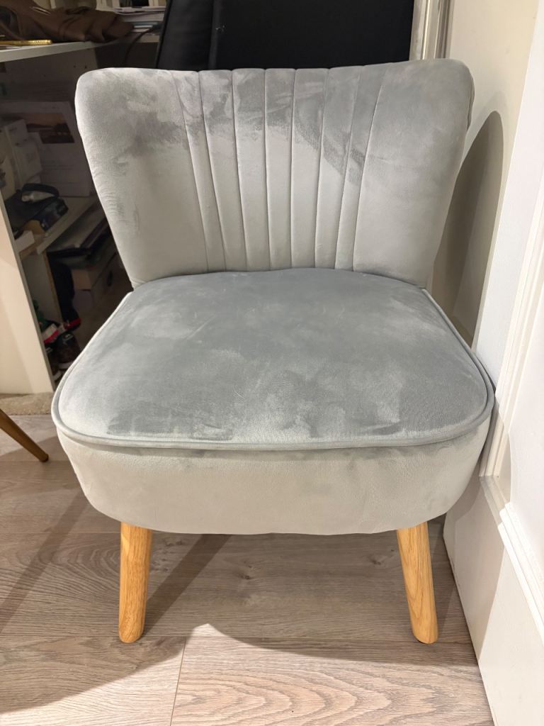 Grey velour chair 