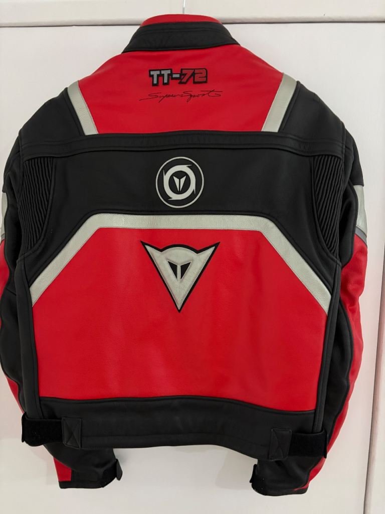 Dainese ladies TT-72 Leather Motorcycle Jacket – Red & Black, Good Condition