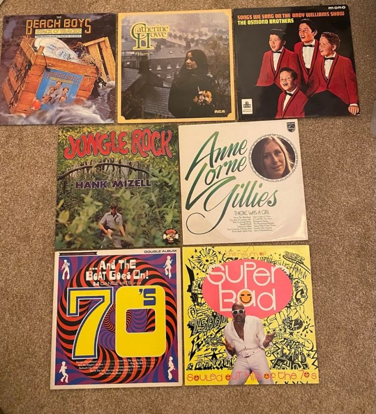 Beach Boys, 1970's funk and soul compilation double LP's, Hank Mizell, Catherine Howe, etc