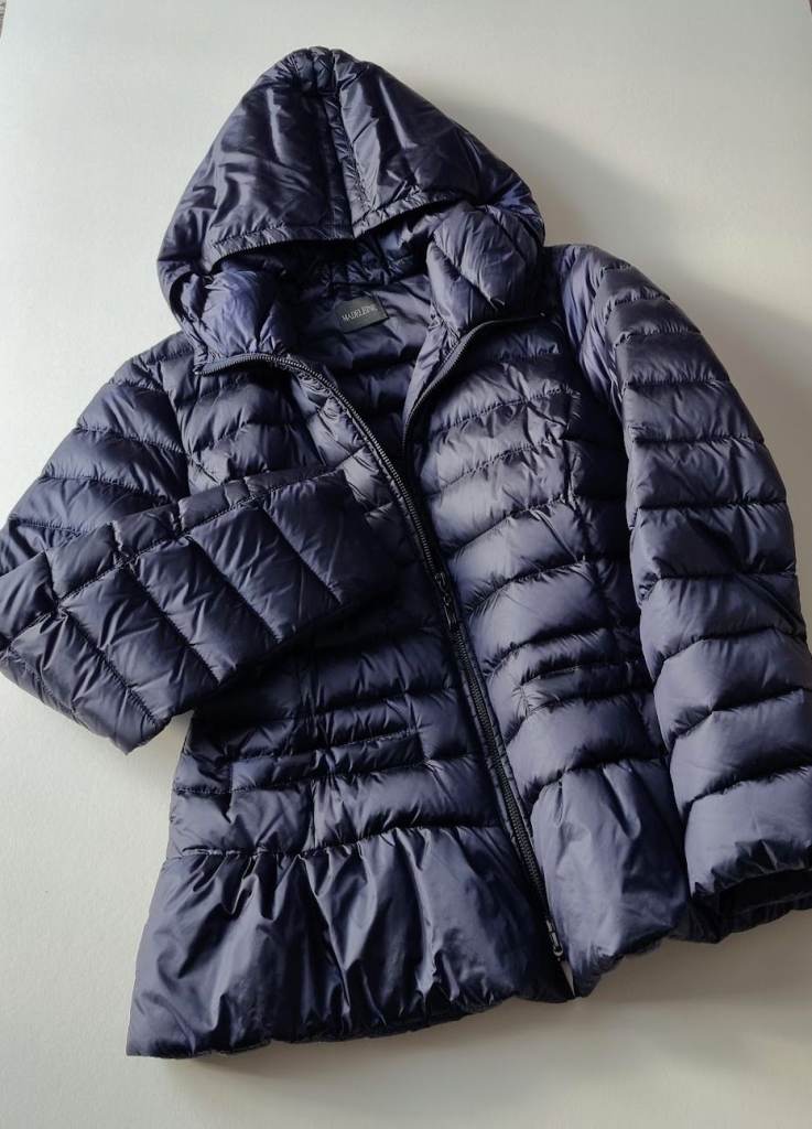Madeleine warm quilted jacket 90% down padding size 14 in navy blue RRP£250 size M 
