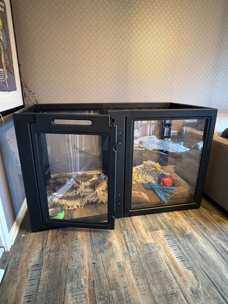 FXW AuraSpace Acrylic Indoor Dog Playpen for Medium Dogs, 90cm, 6 Panels, Black