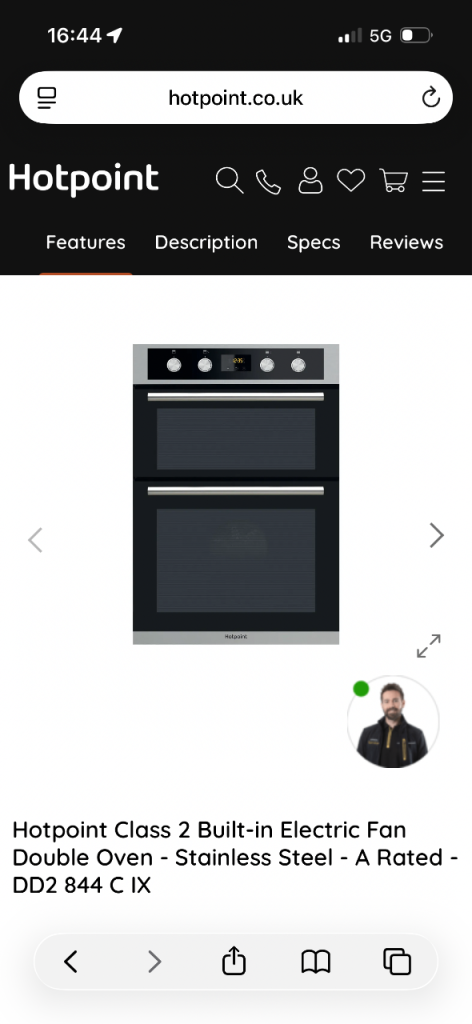 Hotpoint double oven, black