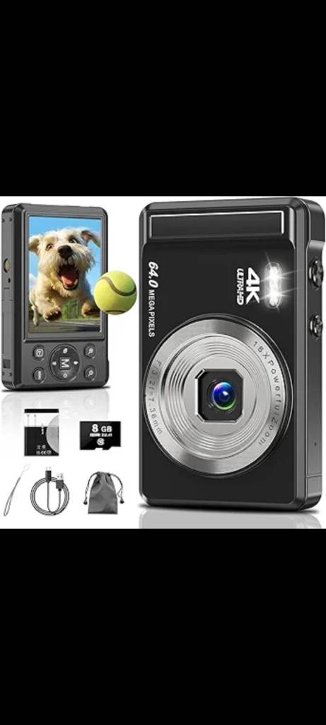 New 4K Digital Camera 64MP with 16X Zoom and 8GB SD Card