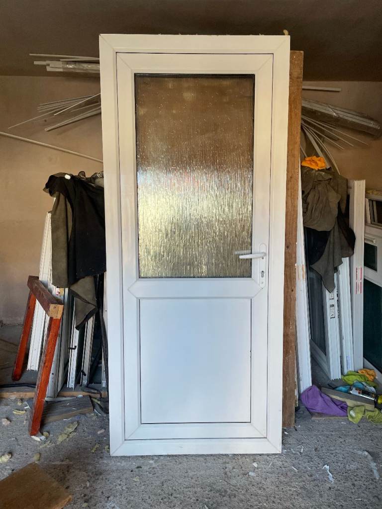 UPVC DOOR 201.5 x 86.5 cm - BEAUTIFUL UPVC DOUBLE GLAZED DOOR - OBSCURE GLASS (REF: DX201)
