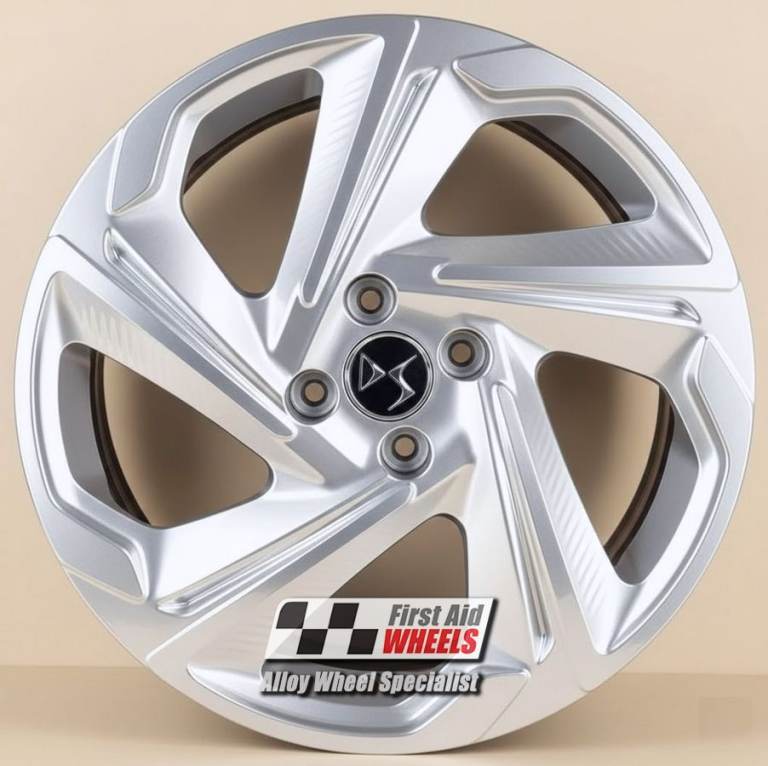 R669S Swap CITREON DS4 4X 18'' GENUINE 5 SPOKE BRIGHT SILVER ALLOY WHEELS