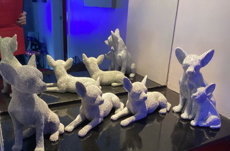 Diamanté chihuahua ornaments 