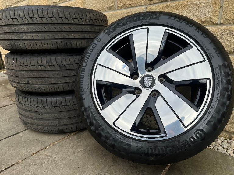 Genuine Porsche Taycan Aero 19" Diamond Cut Alloy Wheels & all 6mm+ Continental tyres!