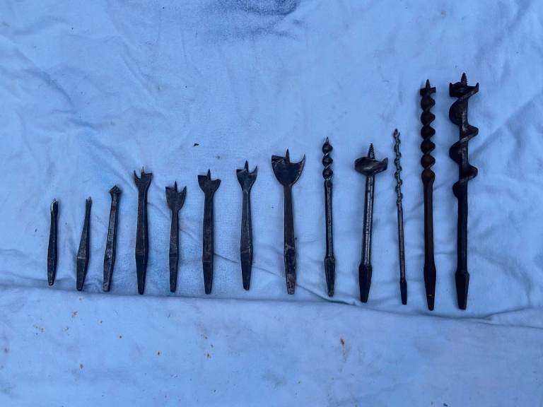 12 x Vintage Wood Brace Drill Bits – Various Sizes