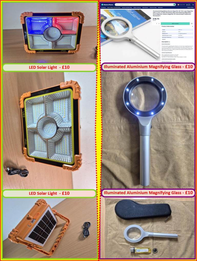 Illuminated Aluminium Magnifying Glass or