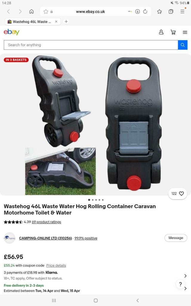 Caravan waste water container