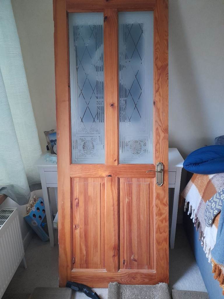Internal solid wood & glass panels door
