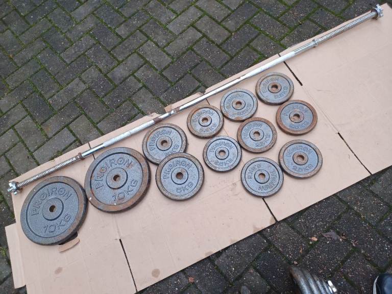 6FT BARBELL & CAST IRON WEIGHTS PLATES SET