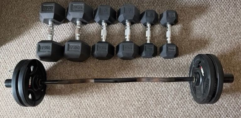 Dumbbells and Barbell Weight Set – Good Condition