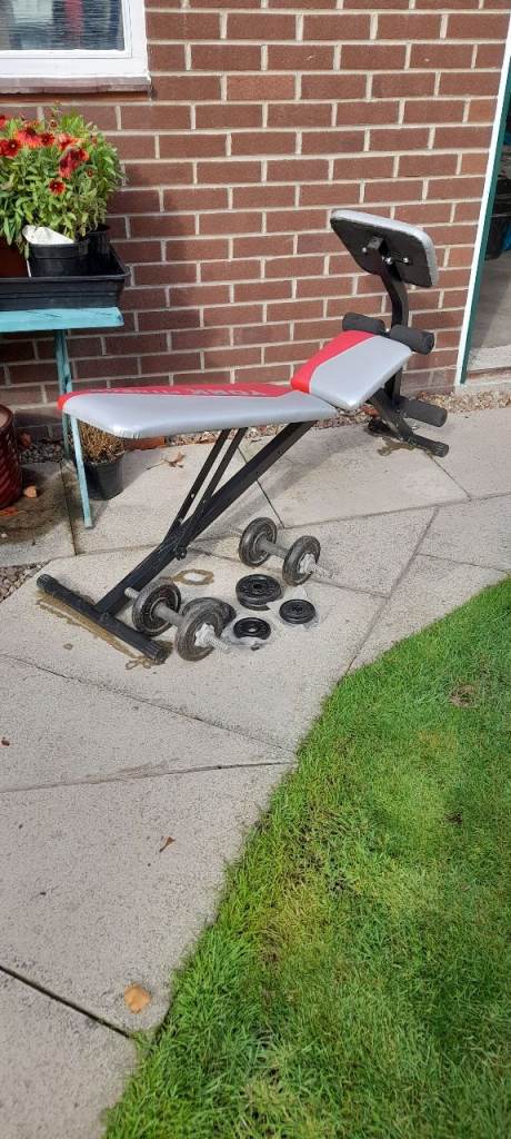 York Fitness Weight Bench with Dumbbells – Good Condition