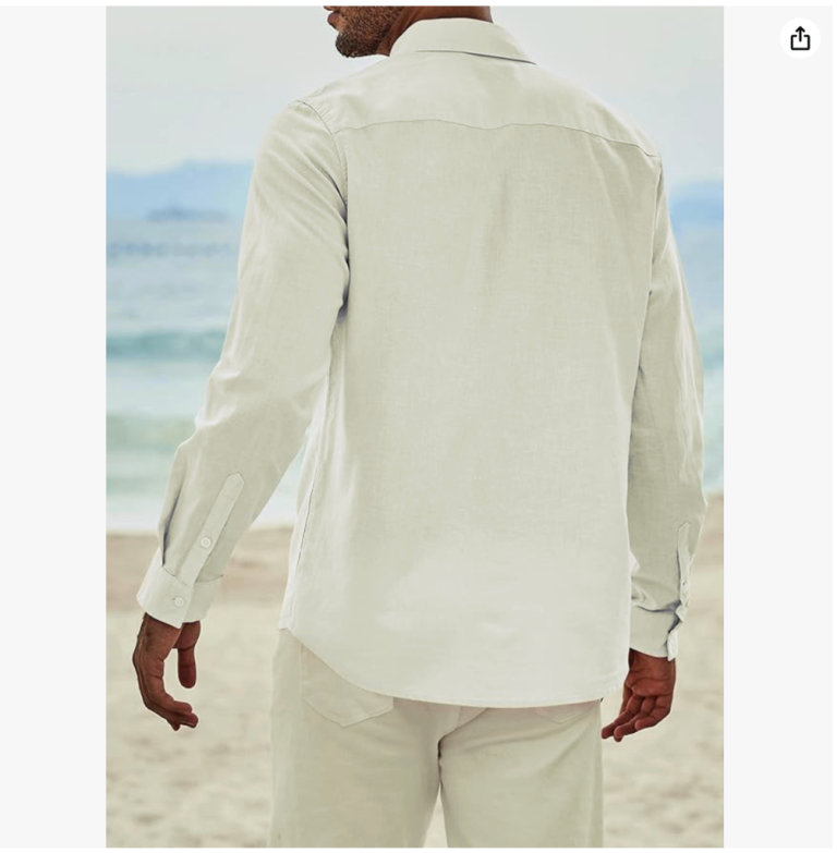 Mens White (off white) Casual Linen Shirt. Size L.  Brand NEW