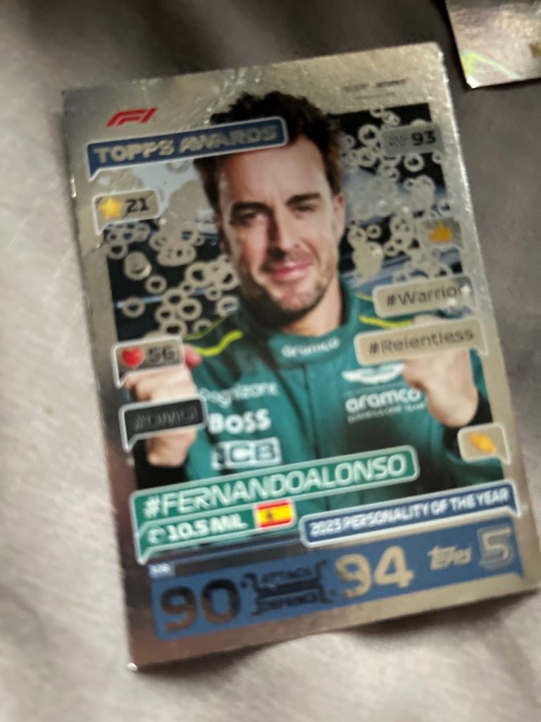 Fernando Alonso Topps Awards F1 Trading Card – Good Condition