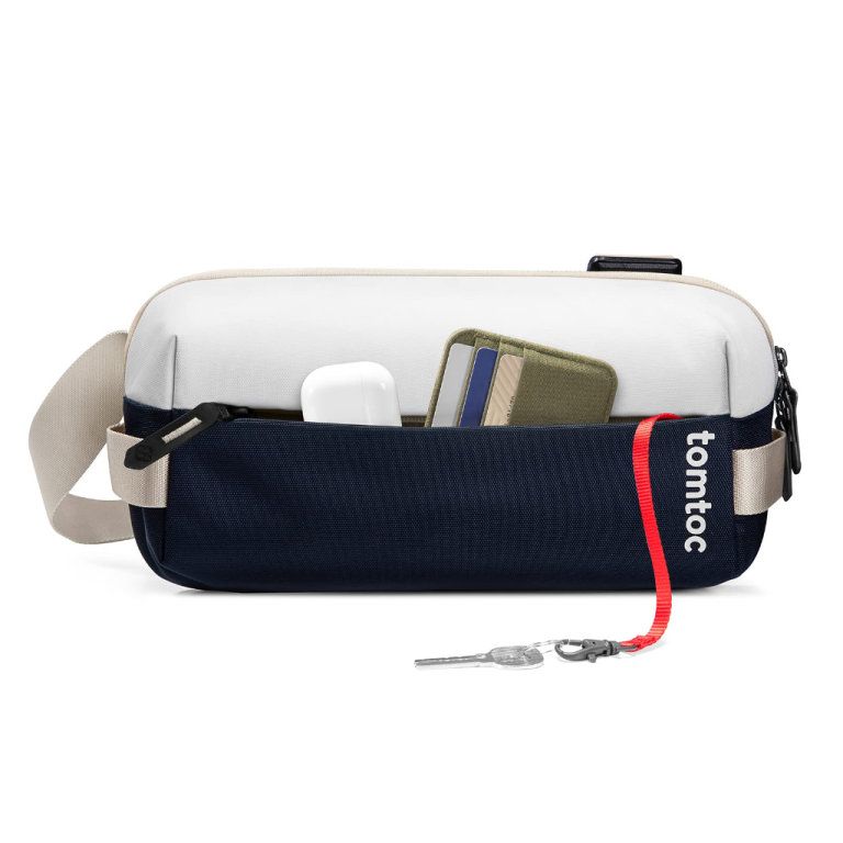 TOMTOC Compact EDC Sling Bag (Blue and White)