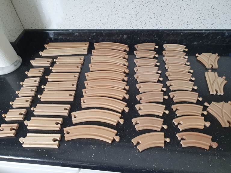 Wooden train track bundle 50 pieces Brio Compatible 