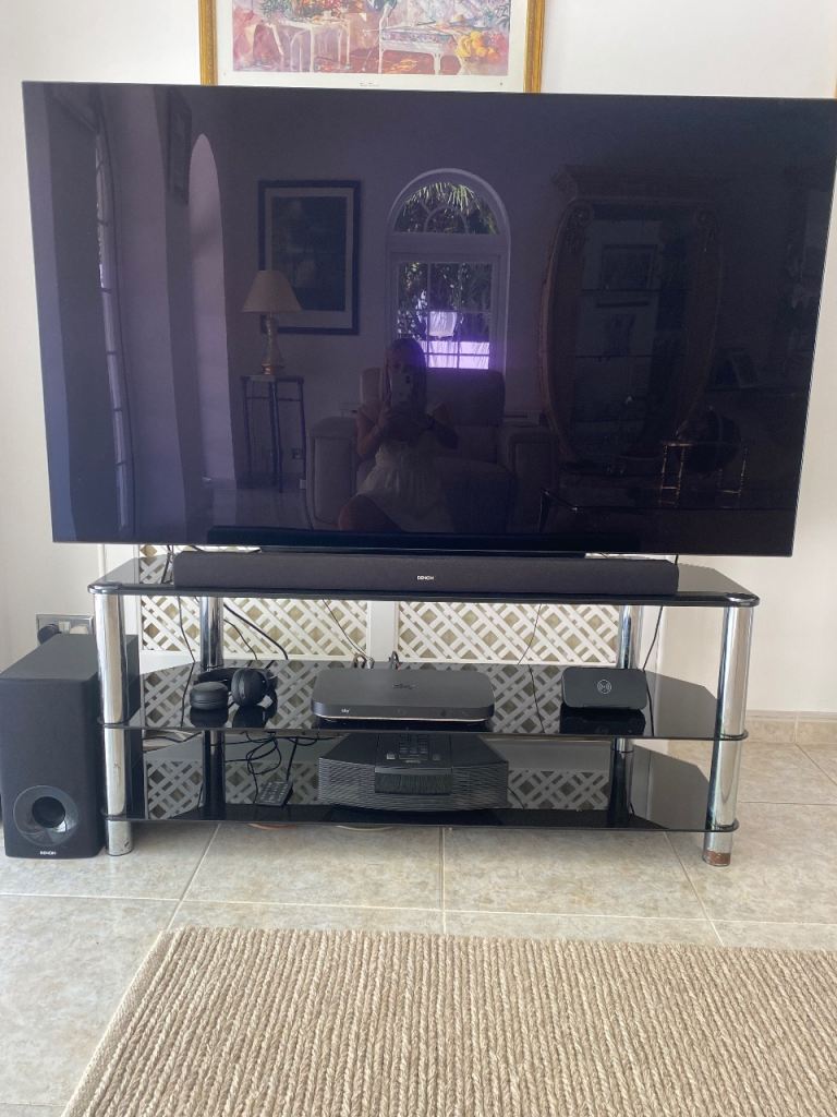 Black glass tv stand FREE TO COLLECTOR