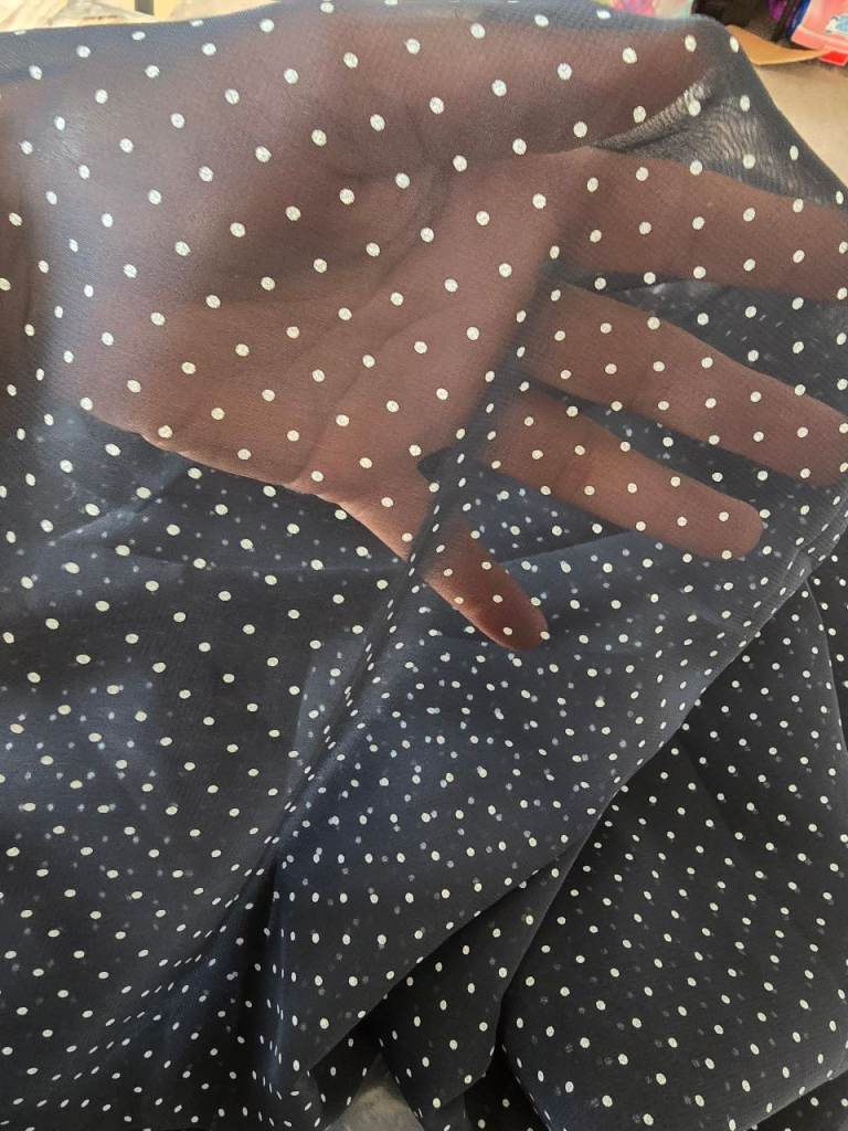 New Black Sheer Polka Dot Fabric – Perfect for Dressmaking