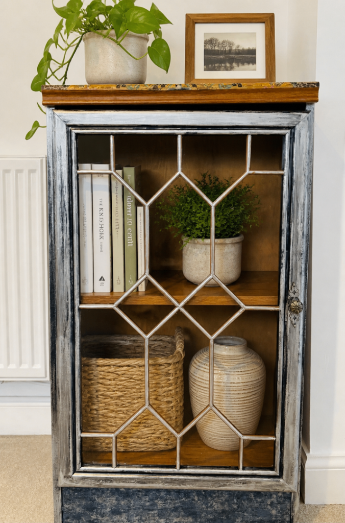 Unique Upcycled Wooden Cabinet with Glass Door