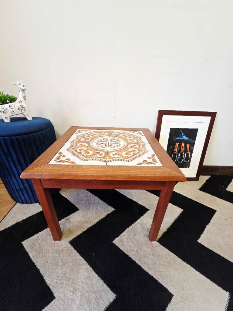 Danish Vintage Teak Tile Top Coffee Table / Side Table – Made in Denmark 🇩🇰