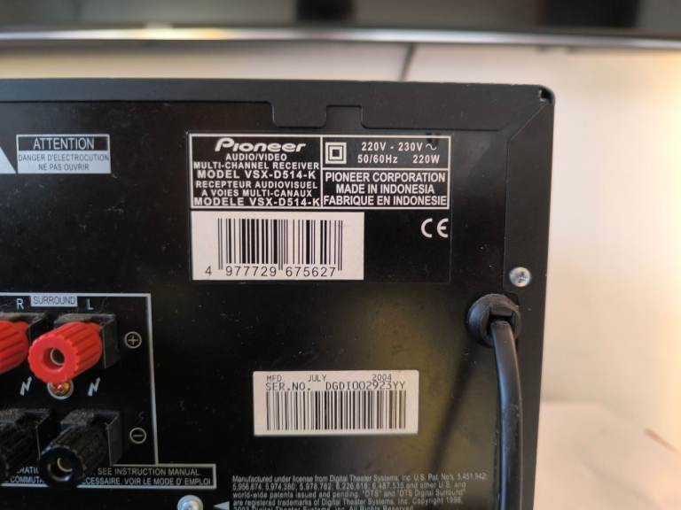 Pioneer VSX D514-K AV |Receiver in good working condition