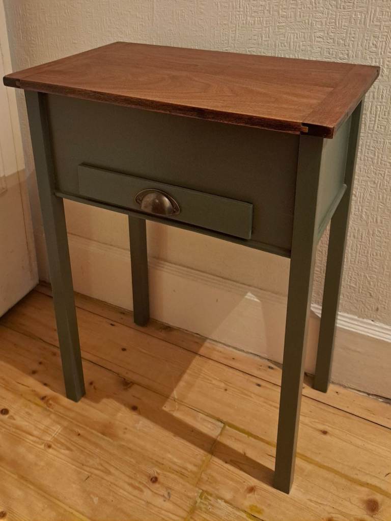 Lovely upcycled vintage sewing box/side table on tall legs