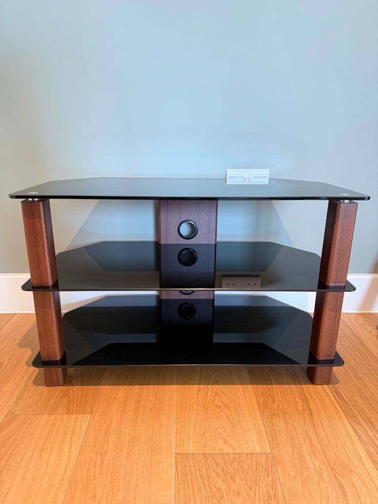 John Lewis glass/walnut effect corner TV unit