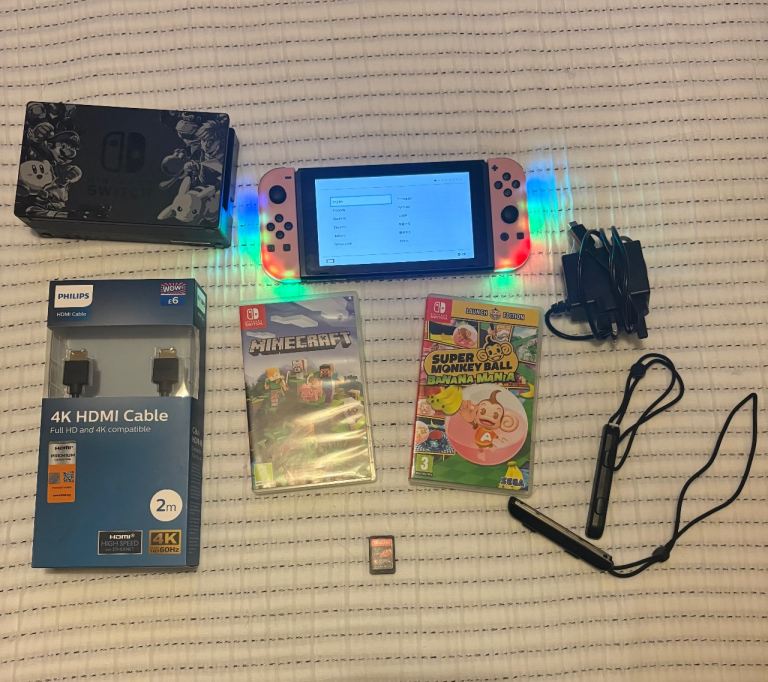 Nintendo switch , all wires , dock and games bundle 