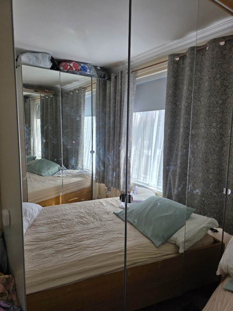 IKEA Pax Tall Wardrobe White 100cm wide, 236cm high with Vikedal Mirror Doors