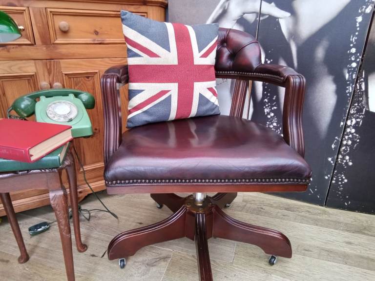 Stunning Oxblood Leather Chesterfield Captains Chair