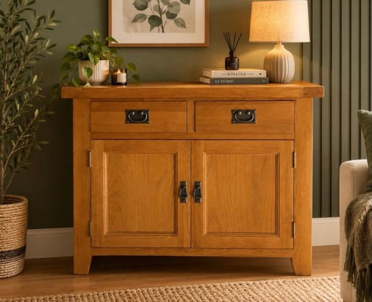 Solid Oak Sideboard with Drawers and Cupboards