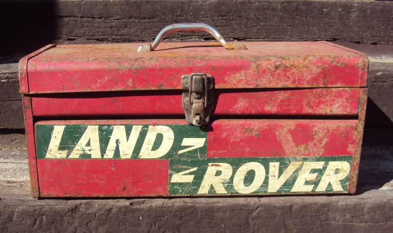 Vintage Land Rover Metal Toolbox – Fair Condition
